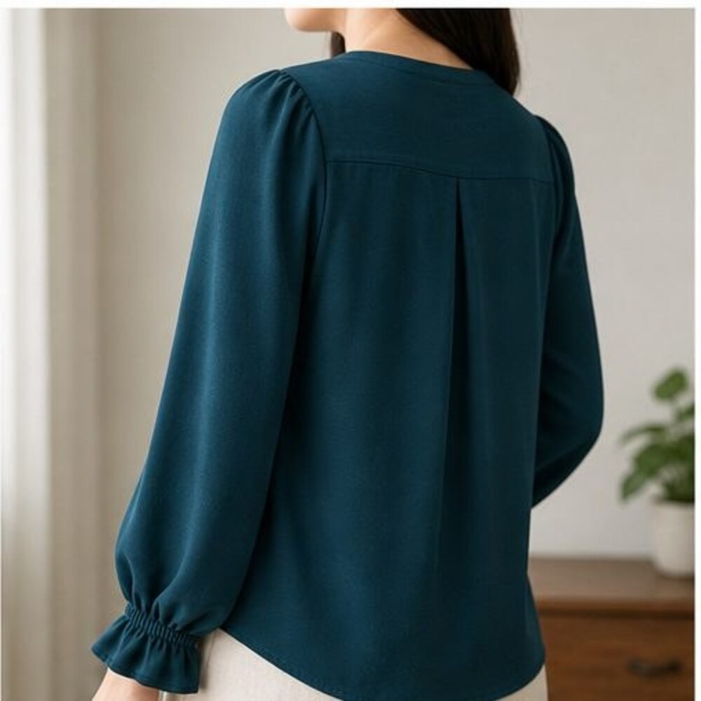 Teal Ruffle Blouse - Picture 3 of 6